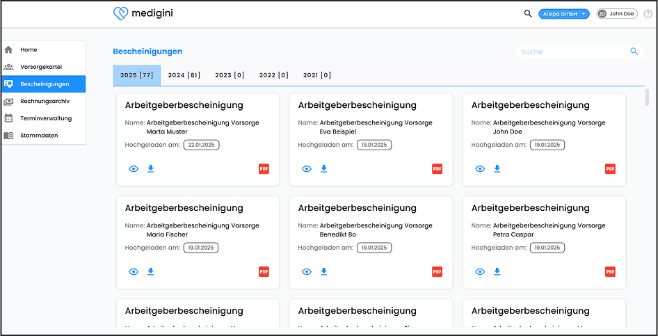 Digitaler Bescheinigungsversand
