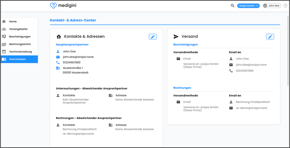 Selbstverwaltung von Stammdaten